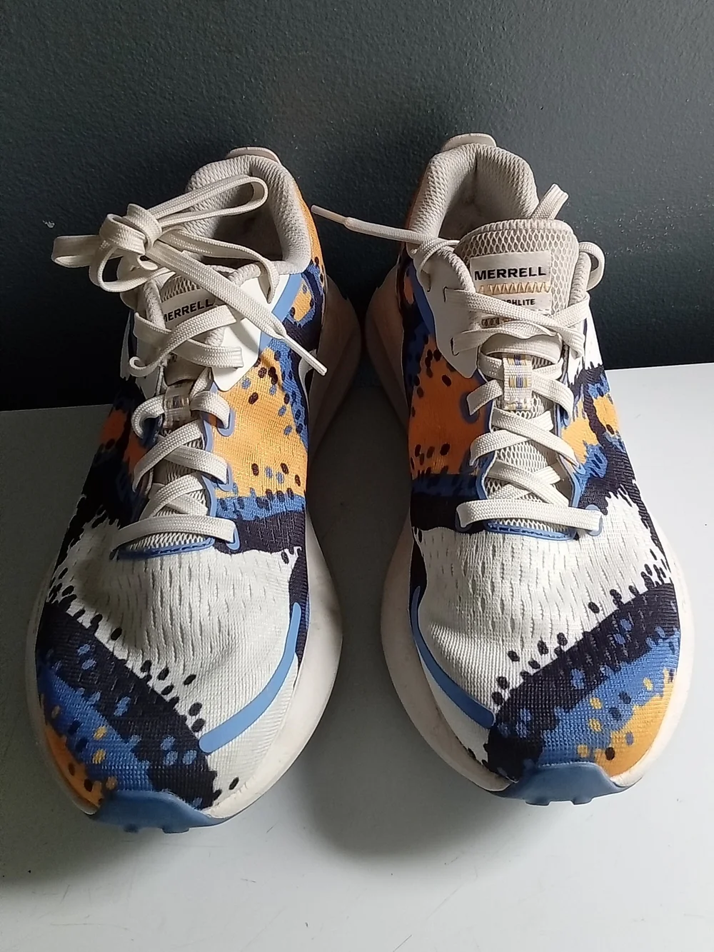 Merrell Morphlite Trail‎ Running Shoes Multi Color Blue Orange Cream Mens 12